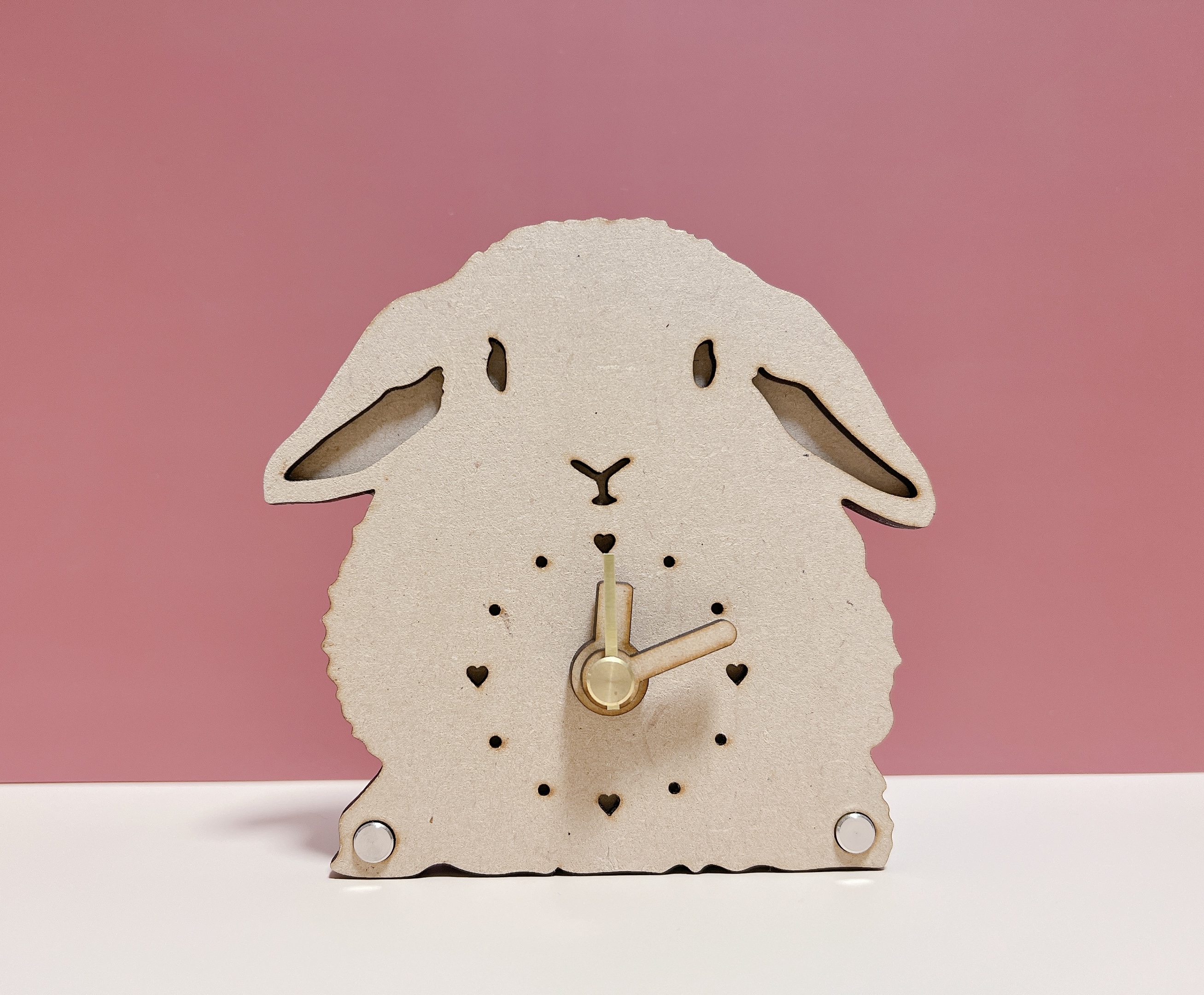 うさぎシルエットの時計MDF ミニ ロップ【うさモノ】